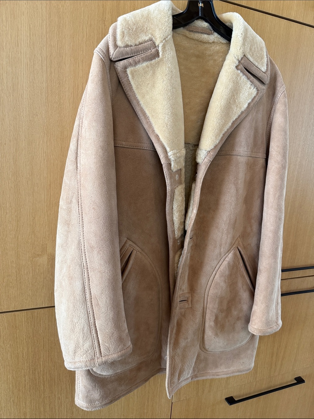 Vintage Sawyer of Napa Shearling Rancher Coat Suede Leather Sheepskin Jacket - Picture 2 of 13